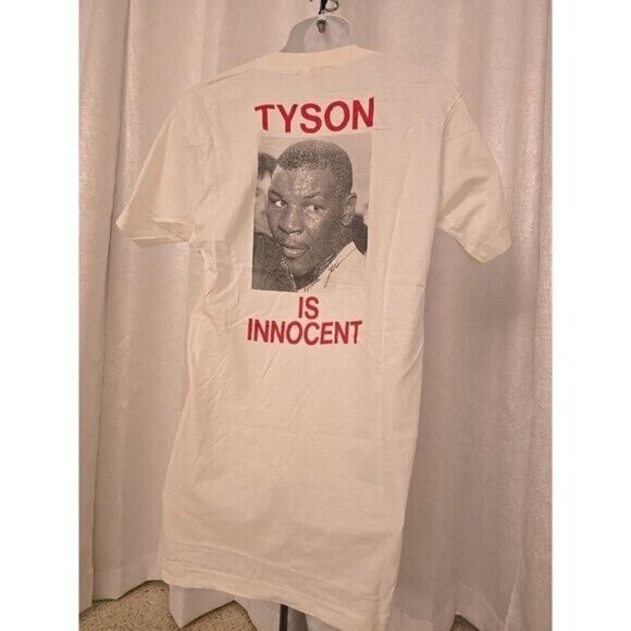 Free Mike Tyson T Shirt XL Is Innocent USA PHOTO DeadStock BOXING Single Stitch - Picture 4 of 15